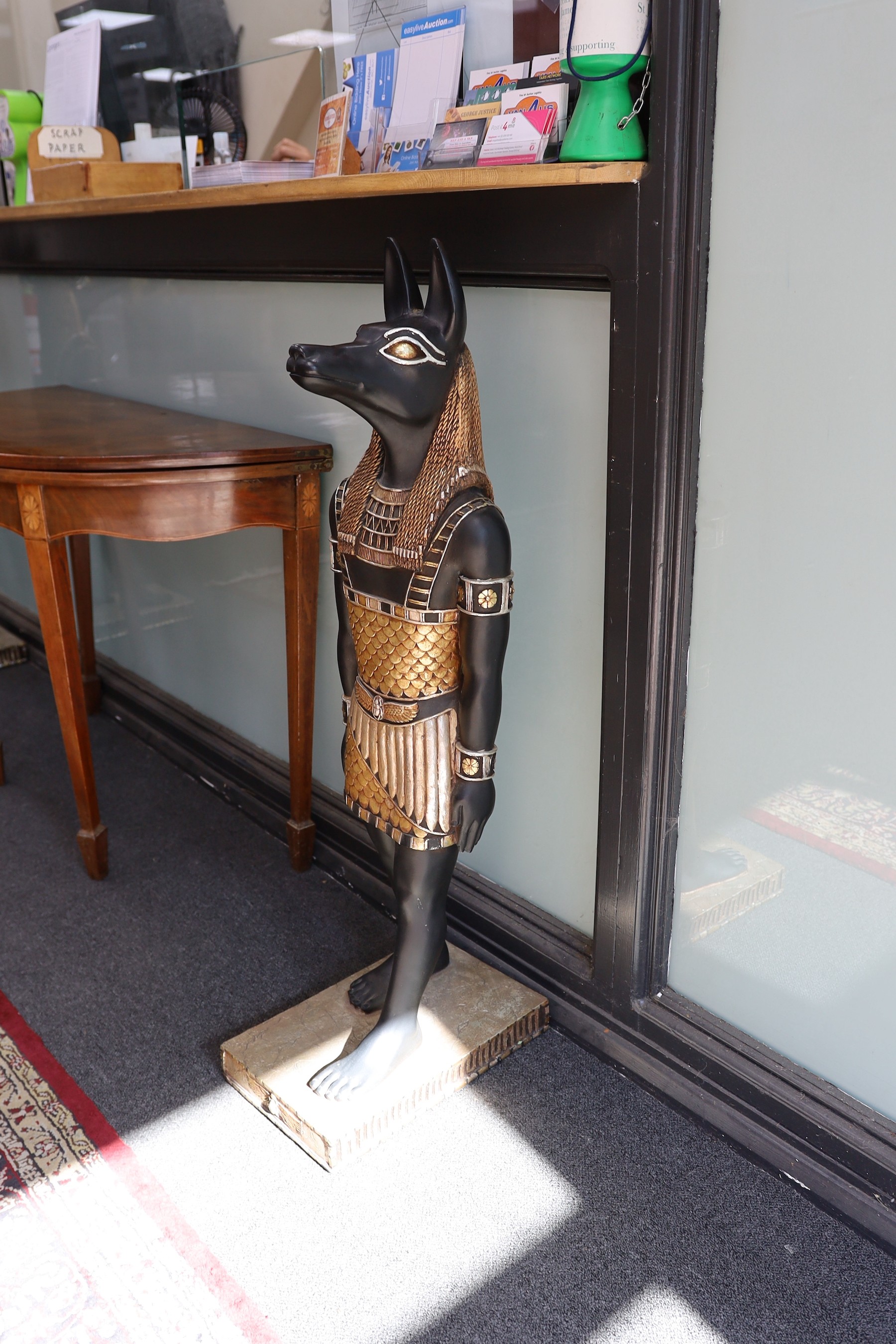 A pair of composition Dogs of Anubis, height 104cm
